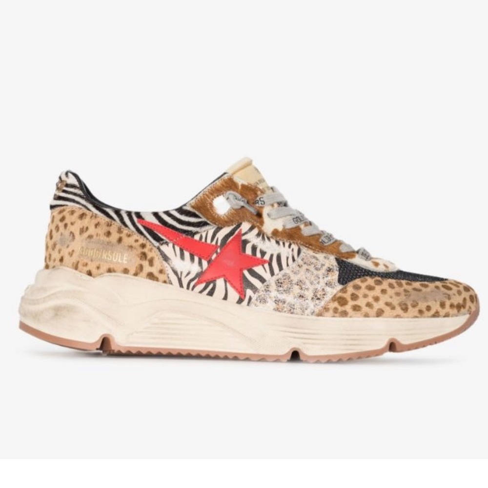 $695 Golden Goose Running Sole Sneakers in Animal-print Various Horsy EU 43 US10